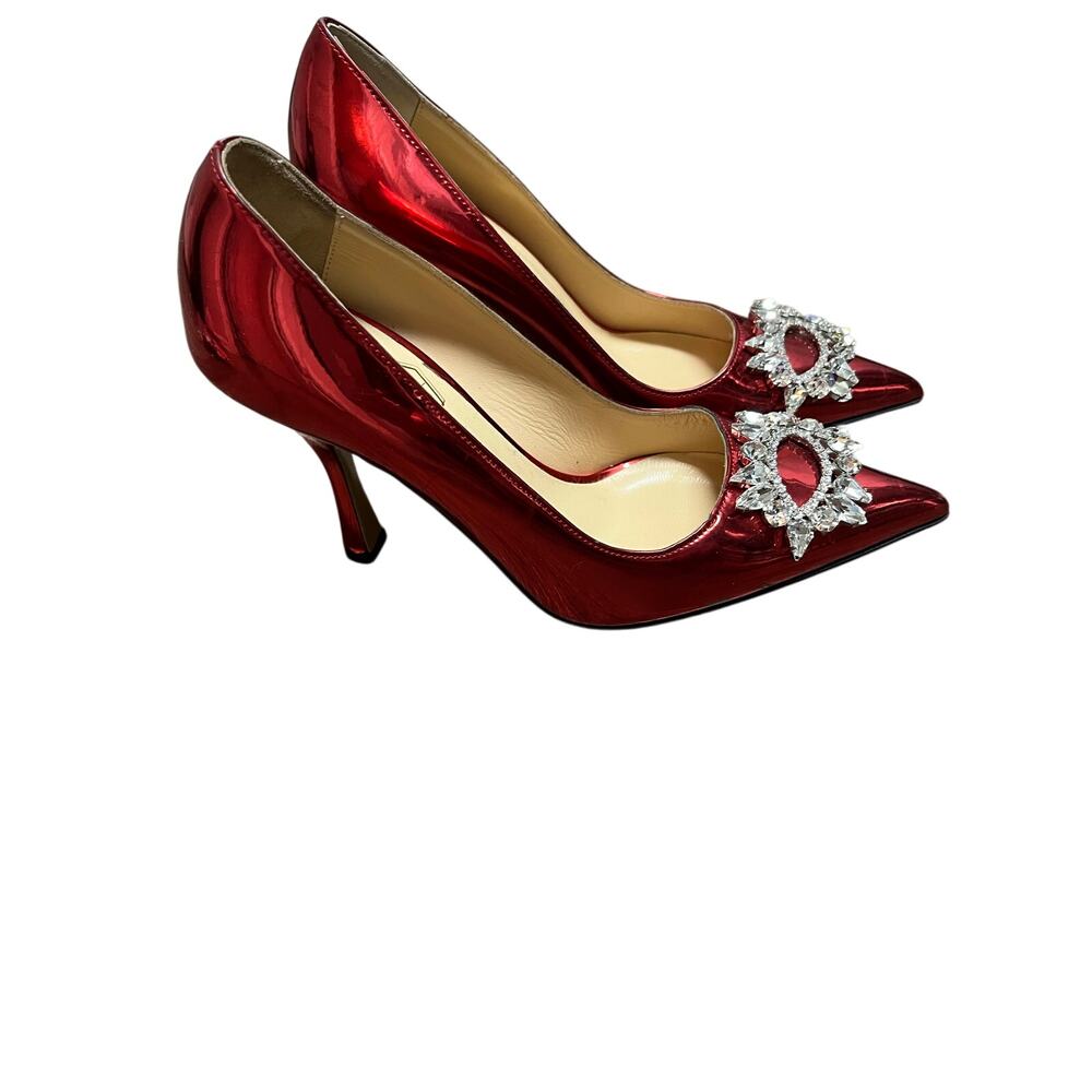Nalebe By Amelia Means Red Patent Leather Crystal Embellished Heels EU 35 (US 4)
